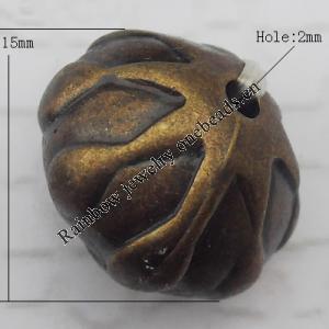   Antique Copper Acrylic Beads Round 15x13mm Hole:2mm, Sold by Bag