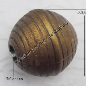   Antique Copper Acrylic Beads Round 16mm Hole:4mm, Sold by Bag