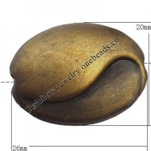   Antique Copper Acrylic Beads Flat Oval 20x26mm Hole:2.5mm, Sold by Bag