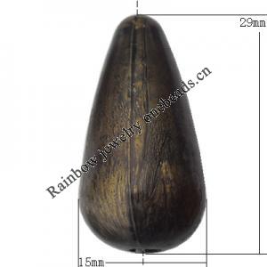   Antique Copper Acrylic Beads Teardrop 29x15mm Hole:3mm, Sold by Bag