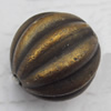   Antique Copper Acrylic Beads Fluted Round 18mm Hole:2.5mm, Sold by Bag