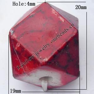 Imitate Gemstone Acrylic Beads, Polyhedron 20x19mm Hole:4mm, Sold by Bag