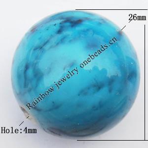 Imitate Gemstone Acrylic Beads, Round 26mm Hole:4mm, Sold by Bag