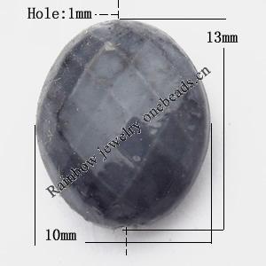 Imitate Gemstone Acrylic Beads, Faceted Flat Oval 10x13mm Hole:1mm, Sold by Bag