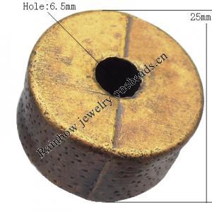   Antique Copper Acrylic Beads Column 25x15mm Hole:6.5mm, Sold by Bag