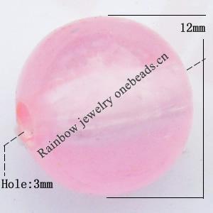 Imitate Gemstone Acrylic Beads, Round 12mm Hole:3mm, Sold by Bag