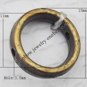   Antique Copper Acrylic Beads Donut O:15mm I:11mm T:4mm Hole:1.5mm, Sold by Bag