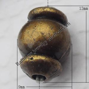   Antique Copper Acrylic Beads Lantern 13x9mm Hole:2mm, Sold by Bag