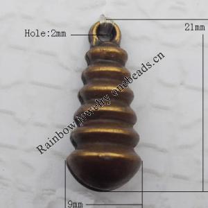   Antique Copper Acrylic Pendant 9x21mm Hole:2mm, Sold by Bag