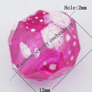 Imitate Gemstone Acrylic Beads, Faceted Round 12mm Hole:2mm, Sold by Bag