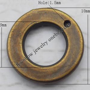  Antique Copper Acrylic Pendant DonutO:18mm I:9mm Hole:1.5mm, Sold by Bag