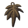   Antique Copper Acrylic Pendant Leaf 25x31mm Hole:2mm, Sold by Bag