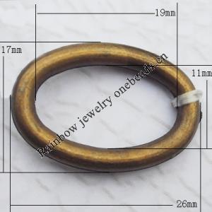   Antique Copper Acrylic Beads Flat Donut O:17x26mm I:11x19mm, Sold by Bag