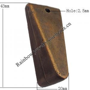   Antique Copper Acrylic Pendant 20x43mm Hole:2.5mm, Sold by Bag