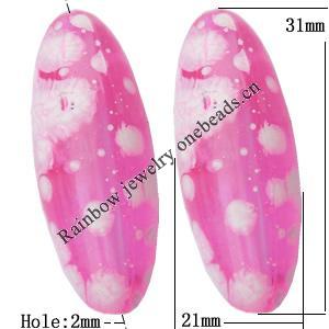 Imitate Gemstone Acrylic Beads, Oval 31x12mm Hole:2mm, Sold by Bag