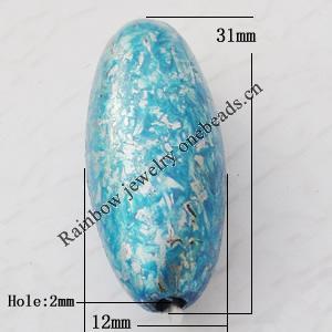 Imitate Gemstone Acrylic Beads, Oval 31x12mm Hole:2mm, Sold by Bag