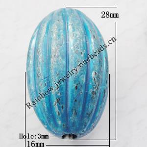Imitate Gemstone Acrylic Beads, Fluted Oval 28x16mm Hole:3mm, Sold by Bag