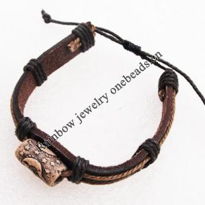 7.1 Inch Cowhide (Cowskin) with Ceramic beads Bracelet Sold by Group