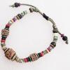 7.1 Inch Hemp rope with Wood Beads & Ceramic beads Bracelet Sold by Group
