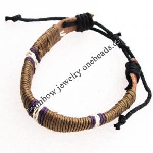 7.1 Inch Cowhide (Cowskin) with waxed cotton Bracelet Sold by Group