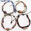 7.1 Inch Hemp rope with Wood Beads & Ceramic beads Bracelet Mixed Sold by Group