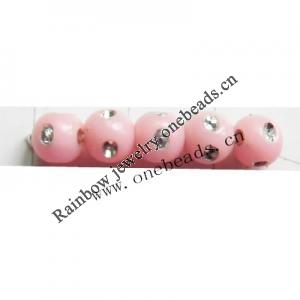 Fantastic Acrylic Beads, with rhinestone, Round, 4mm, Hole:Approx 1mm, Sold by Bag