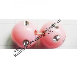 Fantastic Acrylic Beads, with rhinestone, Round, 12mm, Hole:Approx 2mm, Sold by Bag