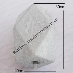 Imitate Gemstone Acrylic Beads, Polyhedron 30x20mm Hole:5mm, Sold by Bag