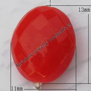  Solid Acrylic Beads, Faceted Flat Oval 11x13mm Hole:1.5mm, Sold by Bag