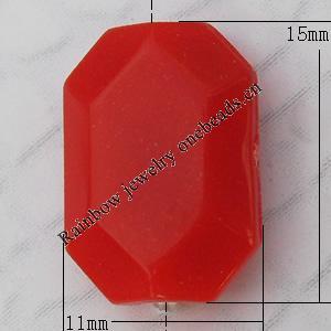  Solid Acrylic Beads, Faceted Flat Drum 15x11mm Hole:2mm, Sold by Bag