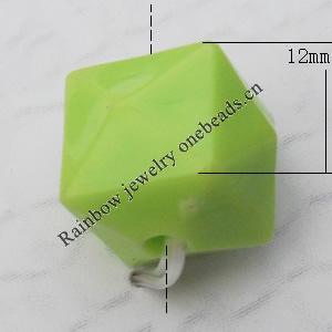 Solid Acrylic Beads, Faceted Cube 12mm Hole:2mm, Sold by Bag