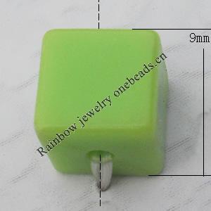 Solid Acrylic Beads, Cube 9mm Hole:2mm, Sold by Bag