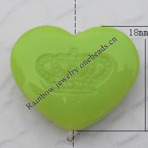  Solid Acrylic Beads, Heart 18x14mm Hole:2mm, Sold by Bag