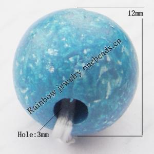 Imitate Gemstone Acrylic Beads, Round 12mm Hole:3mm, Sold by Bag