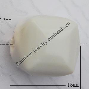  Solid Acrylic Beads, Faceted Rectangle 13x15mm Hole:2.5mm, Sold by Bag