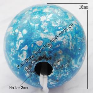 Imitate Gemstone Acrylic Beads, Round 18mm Hole:3mm, Sold by Bag