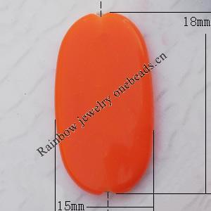  Solid Acrylic Beads, Flat Oval 15x18mm Hole:2mm, Sold by Bag