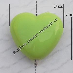  Solid Acrylic Beads, Heart 16x15mm Hole:2mm, Sold by Bag