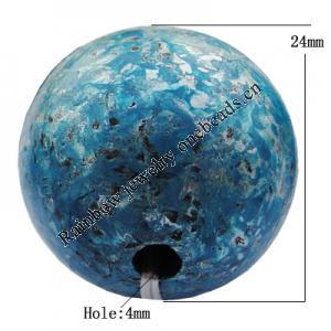 Imitate Gemstone Acrylic Beads, Round 24mm Hole:4mm, Sold by Bag