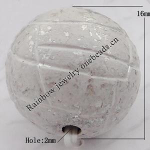 Imitate Gemstone Acrylic Beads, Round 16mm Hole:2mm, Sold by Bag