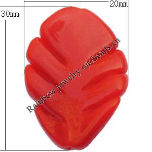 Solid Acrylic Beads, Leaf 20x30mm Hole:2mm, Sold by Bag