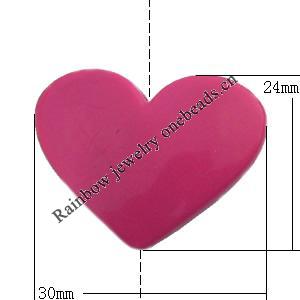  Solid Acrylic Beads, Heart 30x24mm Hole:2mm, Sold by Bag