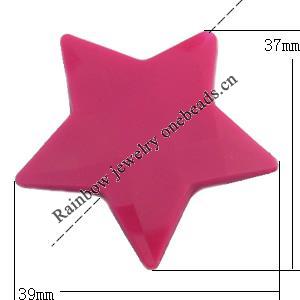  Solid Acrylic Beads, Star 39x37mm Hole:2mm, Sold by Bag