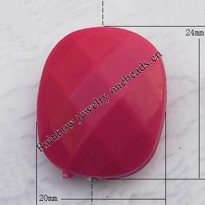  Solid Acrylic Beads, Faceted Flat Oval 24x20mm Hole:2mm, Sold by Bag