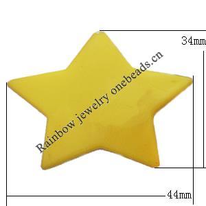  Solid Acrylic Beads, Star 44x34mm Hole:2mm, Sold by Bag