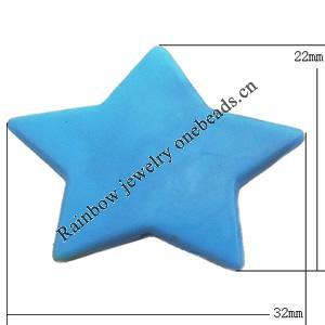  Solid Acrylic Beads, Star 32x22mm Hole:2mm, Sold by Bag