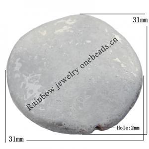 Imitate Gemstone Acrylic Beads, Flat Round 31x31x8mm Hole:2mm, Sold by Bag