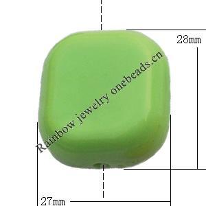  Solid Acrylic Beads, Square 27x28mm Hole:3mm, Sold by Bag