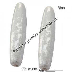 Imitate Gemstone Acrylic Beads, Tube 28x6mm Hole:1mm, Sold by Bag