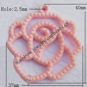  Solid Acrylic Beads, Flower 37x40mm Hole:2.5mm, Sold by Bag